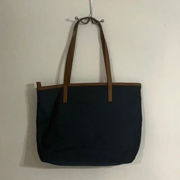 Michael Kors Navy Nylon Brown Leather Straps Tote Bag - Picture 5 of 7